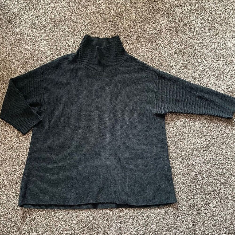 Eileen Fisher 3X green knit sweater 100% Extra Fine Merino wool